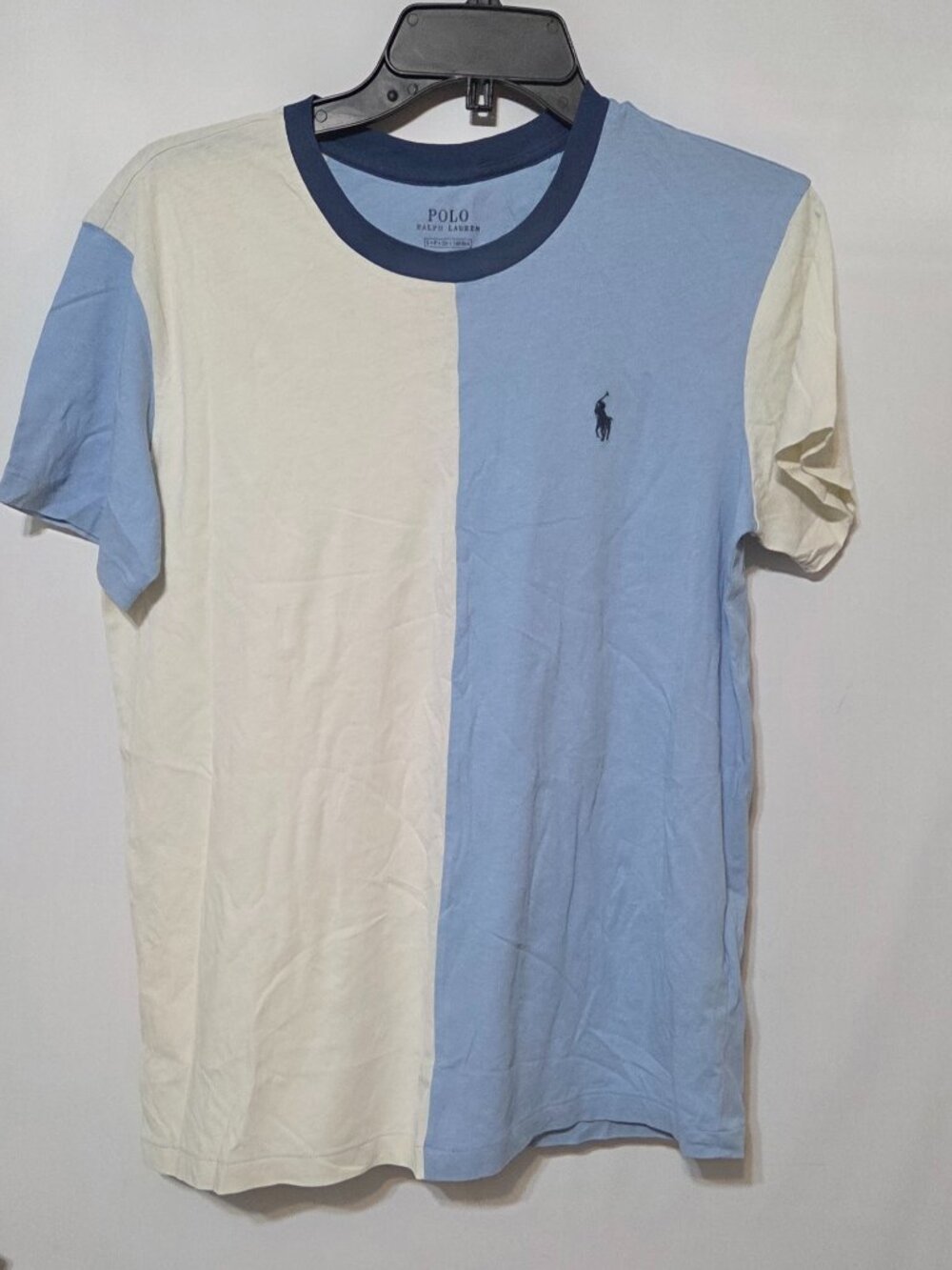 Polo Ralph Lauren Cotton Jersery Split Short Sleeve T-Shirt Blue/Cream (SM)